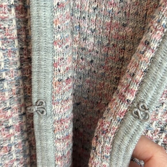 J. Jill Women Tweed Pink & Gray Cardigan Sweater blazer  Textured Multicolor MED - Picture 6 of 10